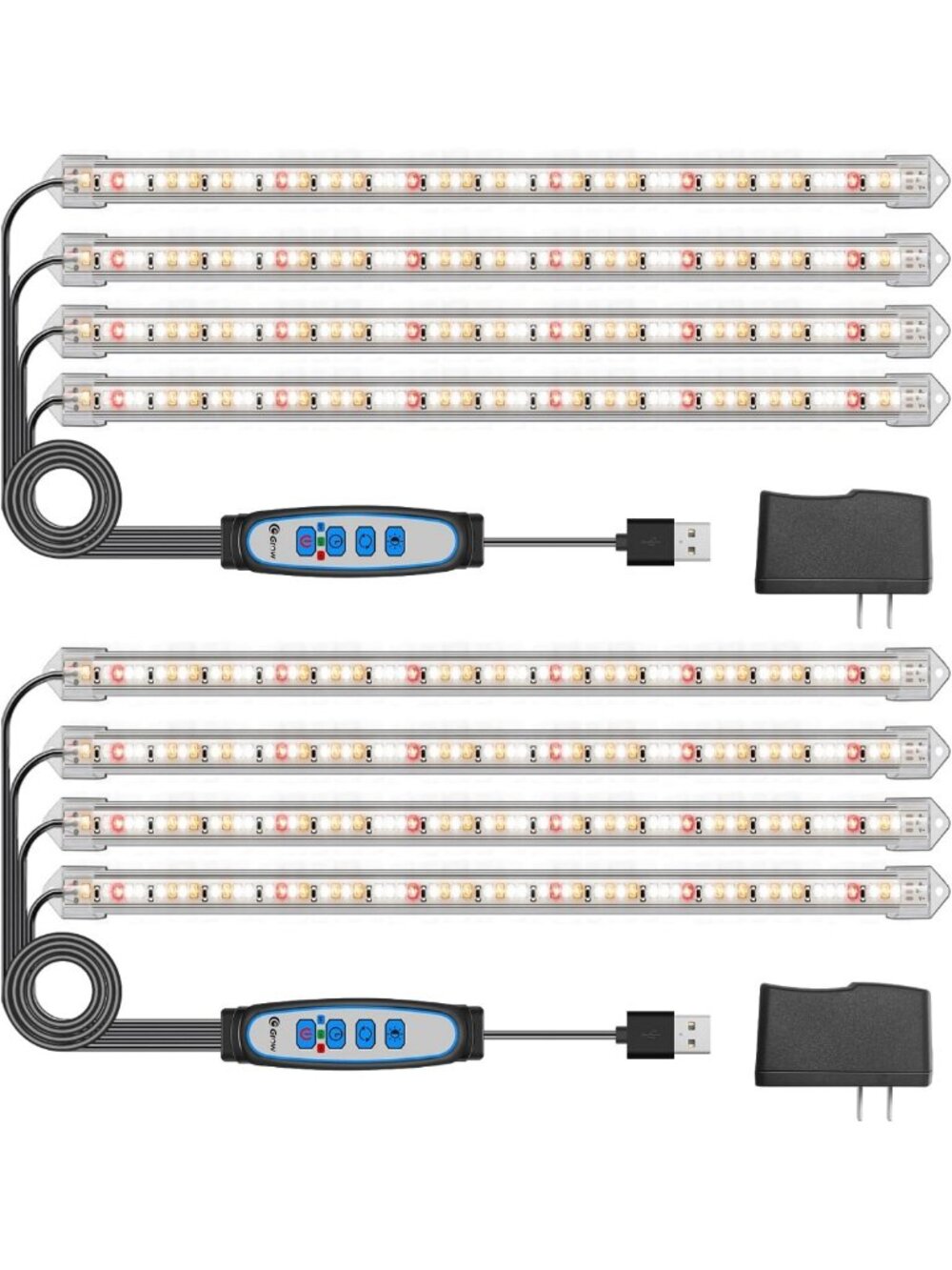 16in Full Spectrum Grow Light Strips - 4-Bar LED Plant Lighting for Indoor